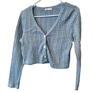 Romwe blue cropped Sweater